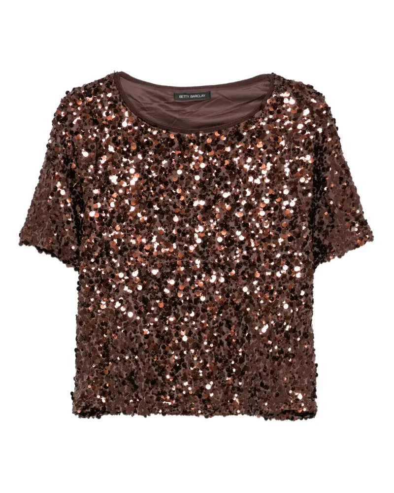 Betty Barclay sequin-embellished short-sleeved blouse - Braun Braun