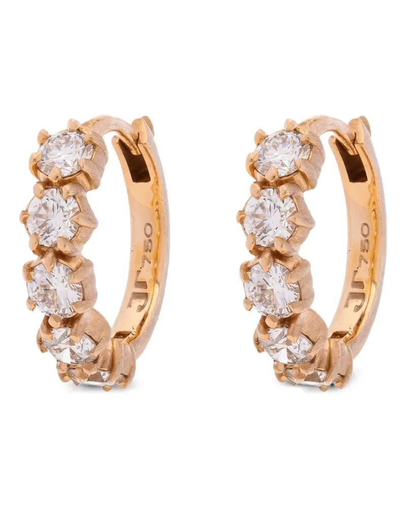 Jade Trau 18kt Rotgoldcreolen mit Diamant - Rosa Rosa