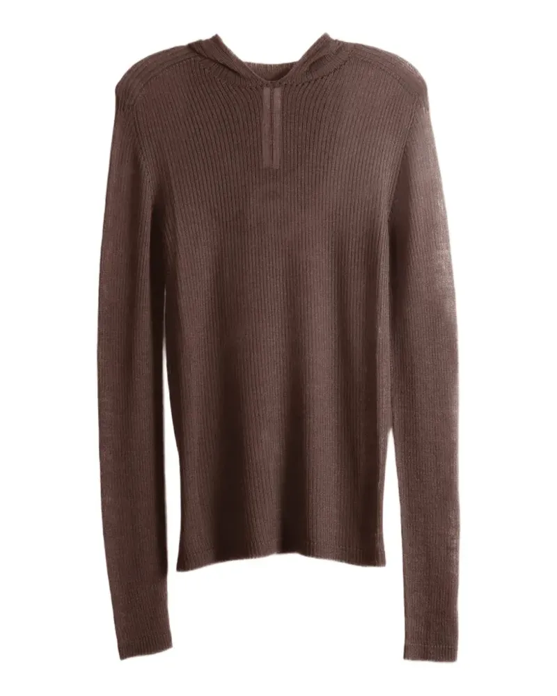 Rick Owens Gerippter Hoodie - Grau Grau