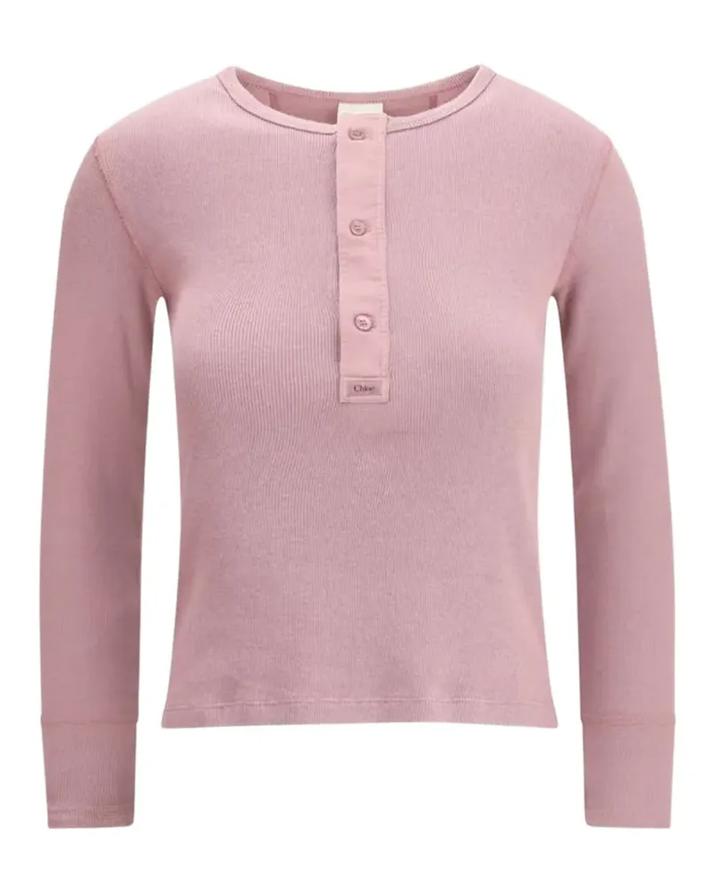 Chloé ribbed button-fastening T-shirt - Rosa Rosa