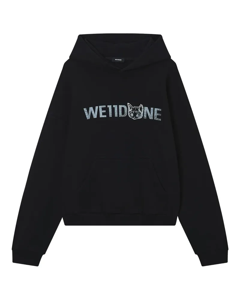 WE 11 DONE Hoodie mit Logo-Print - Schwarz Schwarz
