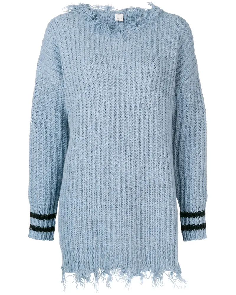 Pinko Ausgefranster Pullover mit Streifen - Blau Blau