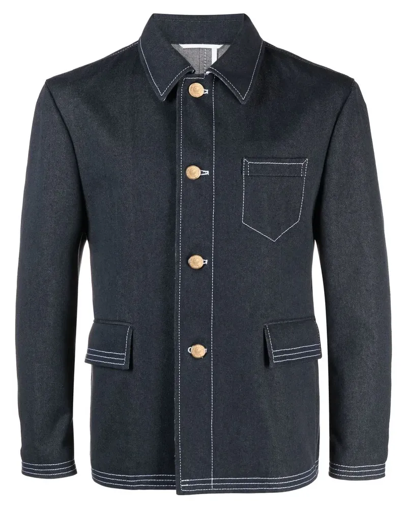 Thom Browne Jeansjacke mit Kontrastnähten - Blau Blau
