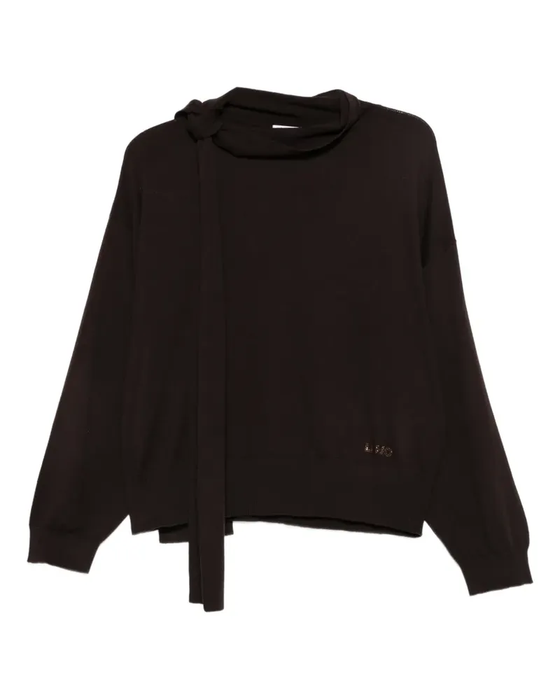 Liu Jo Sweatshirt mit Strass-Logo - Braun Braun