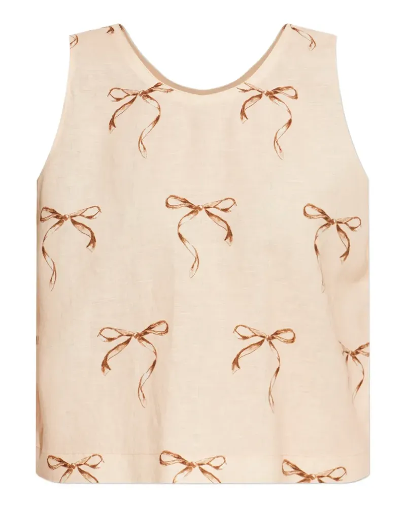forte_forte bow-print top - Nude Nude