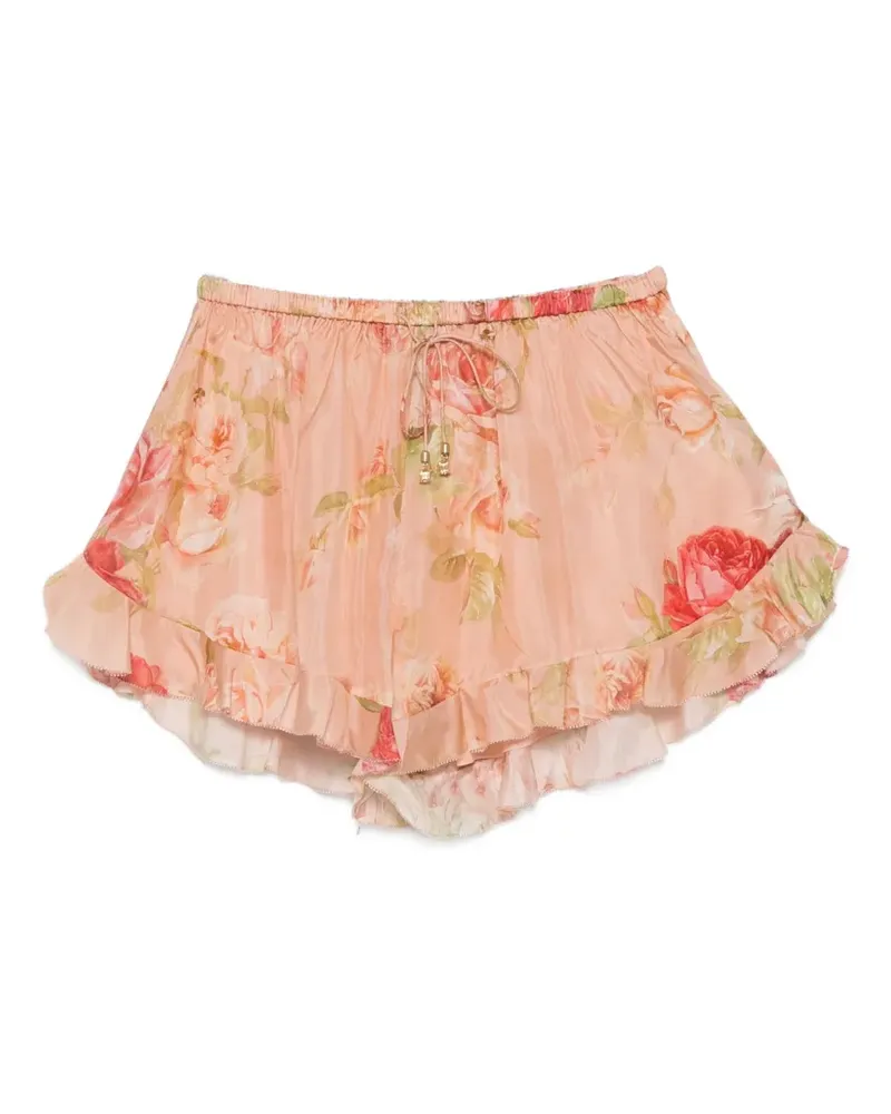 Zimmermann floral-print ruffled shorts - Rosa Rosa