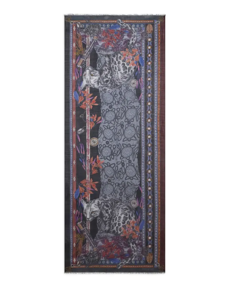 Etro Schal mit Leoparden-Print - Grau Grau