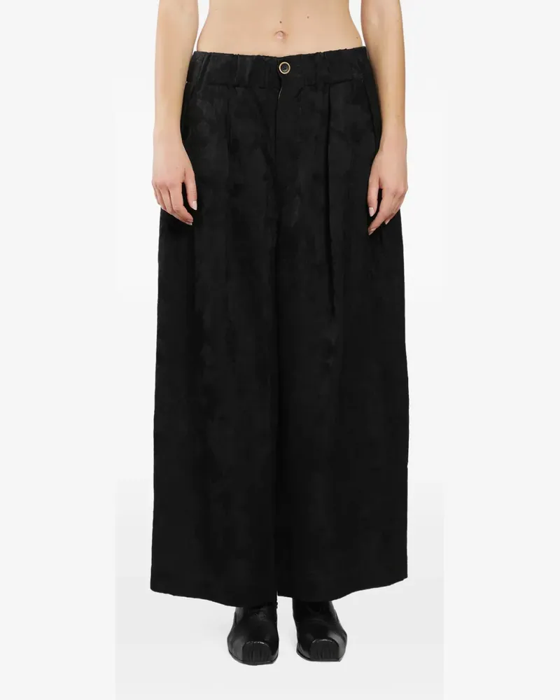Uma Wang Poetic floral-jacquard trousers - Schwarz Schwarz
