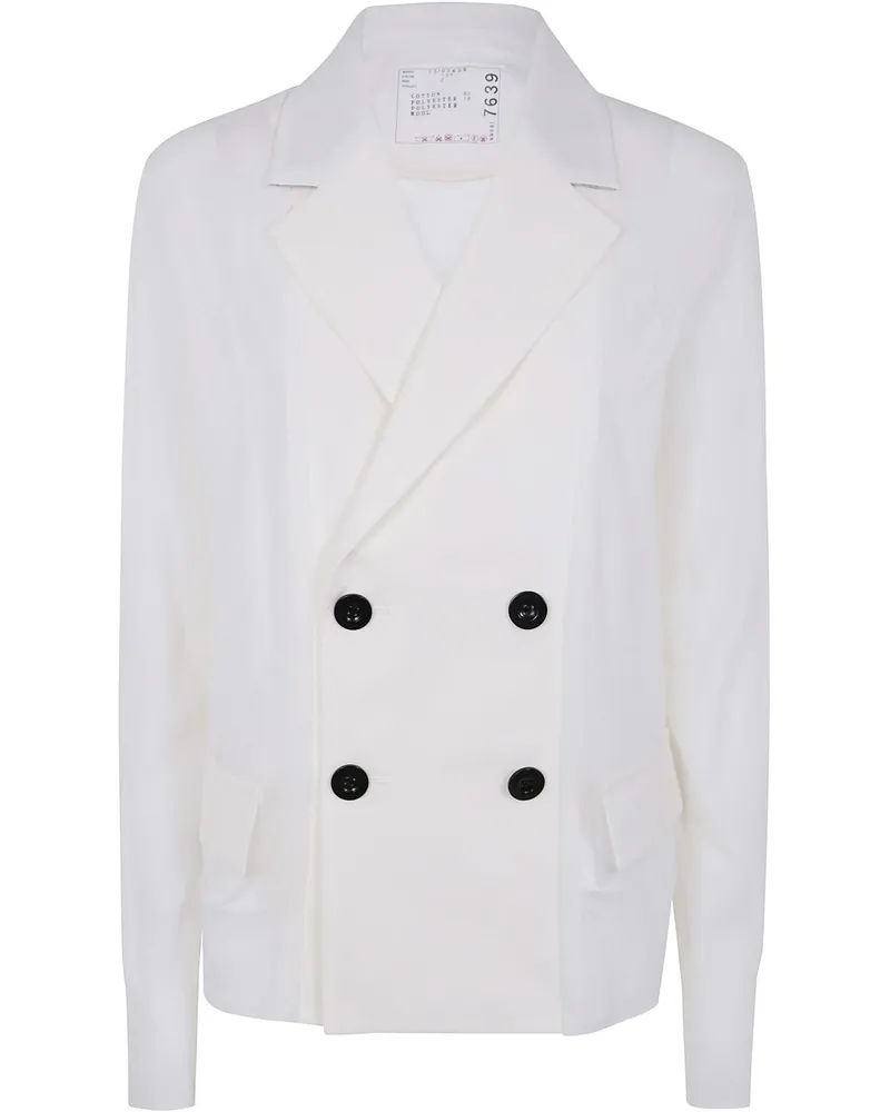 Sacai Klassische Cabanjacke - Weiß Weiß