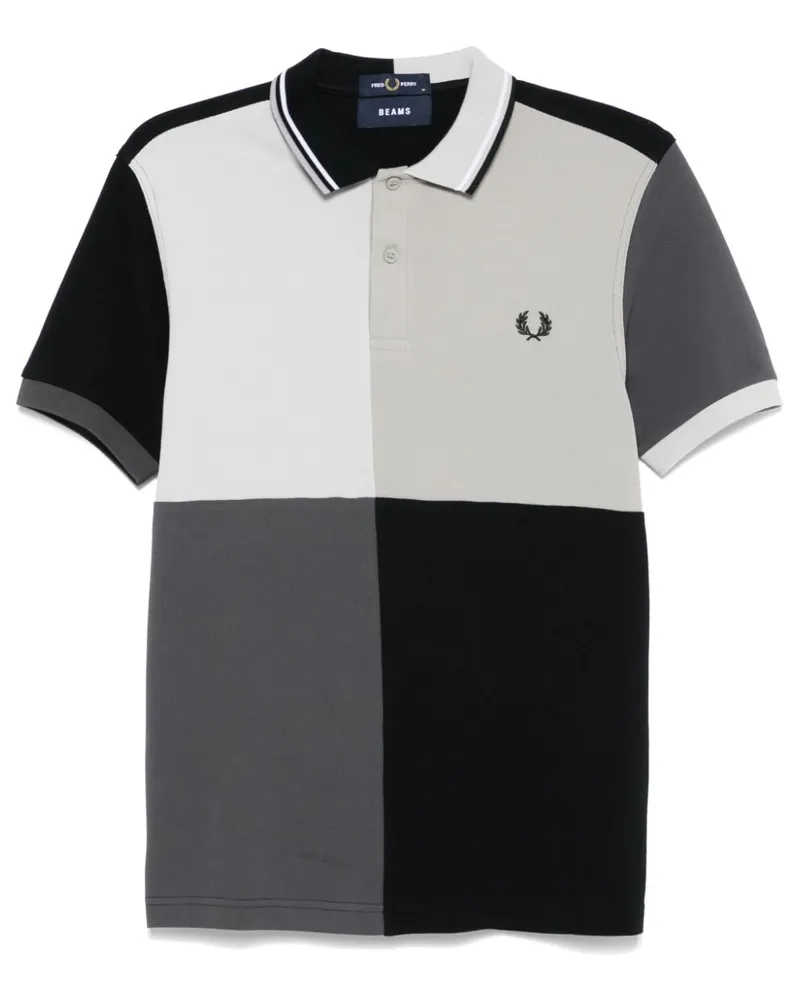 Fred Perry x Beams Poloshirt in Colour-Block-Optik - Schwarz Schwarz