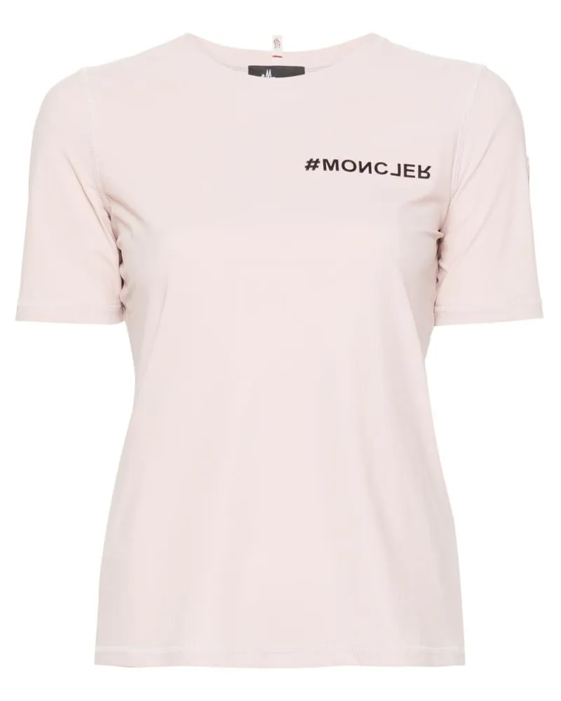 Moncler T-Shirt aus Tech-Jersey mit Logo-Prägung - Rosa Rosa