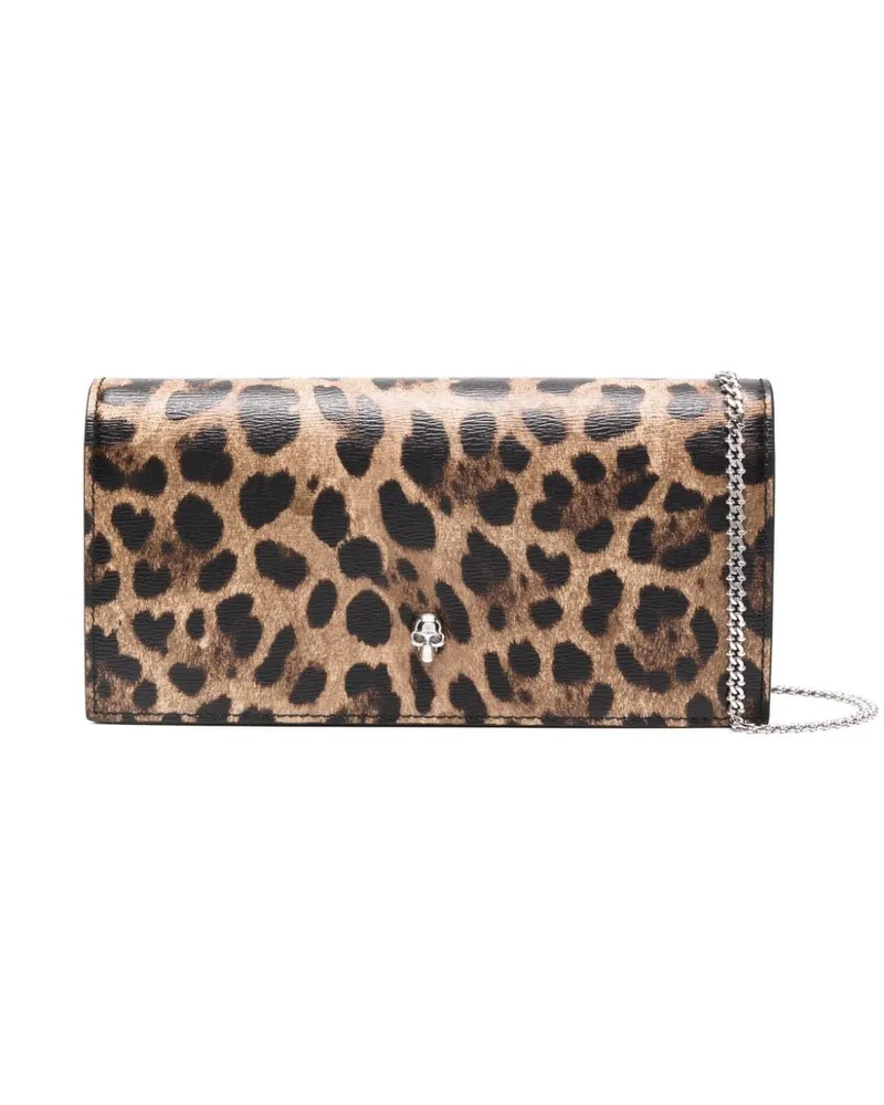 Alexander McQueen Clutch mit Leoparden-Print Nude