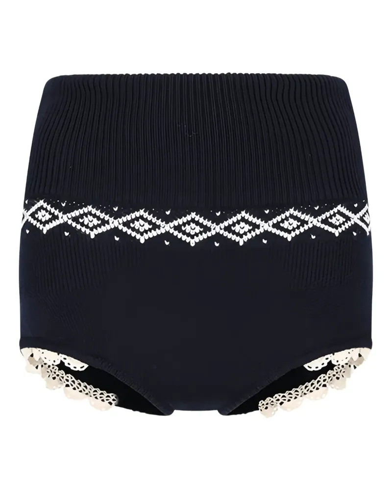 Magda Butrym Gerippte Shorts mit Print - Blau Blau