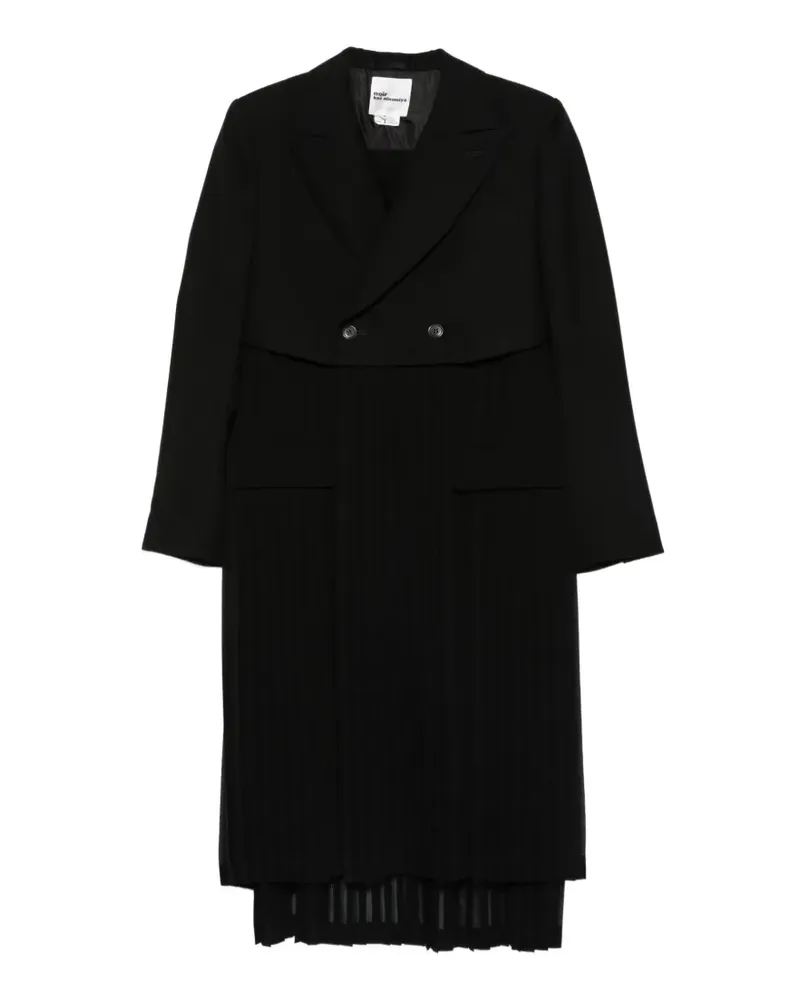 Noir Kei Ninomiya Doppelreihiger Mantel mit Falten - Schwarz Schwarz