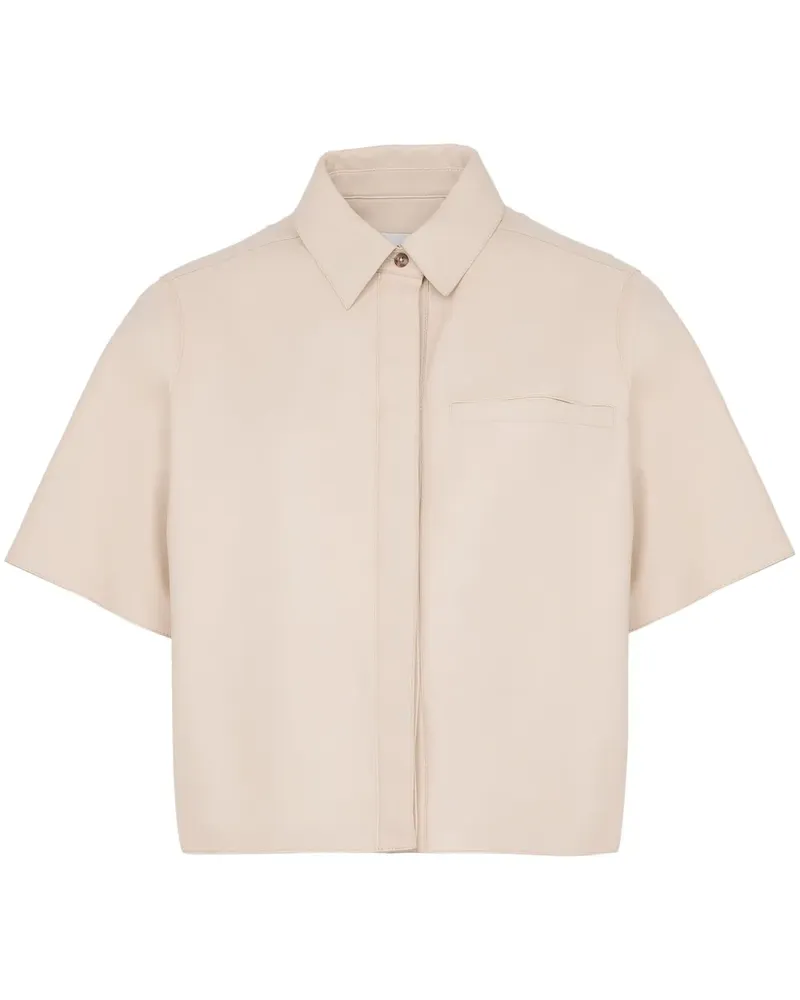 Yves Salomon Cropped-Hemdjacke aus Leder - Nude Nude