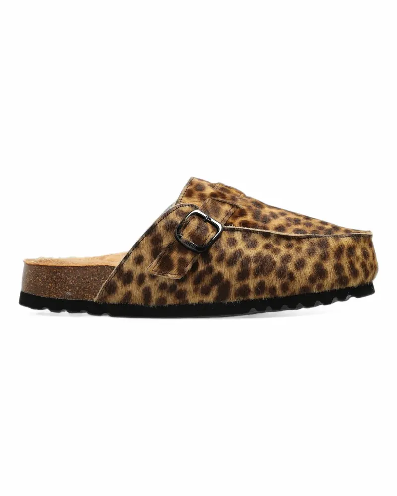 Scholl Dakota Fur leopard-print clogs - Braun Braun