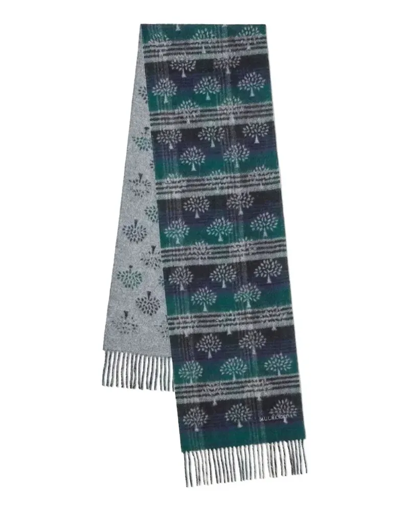Mulberry tree-jacquard fringed scarf - Grün Grün