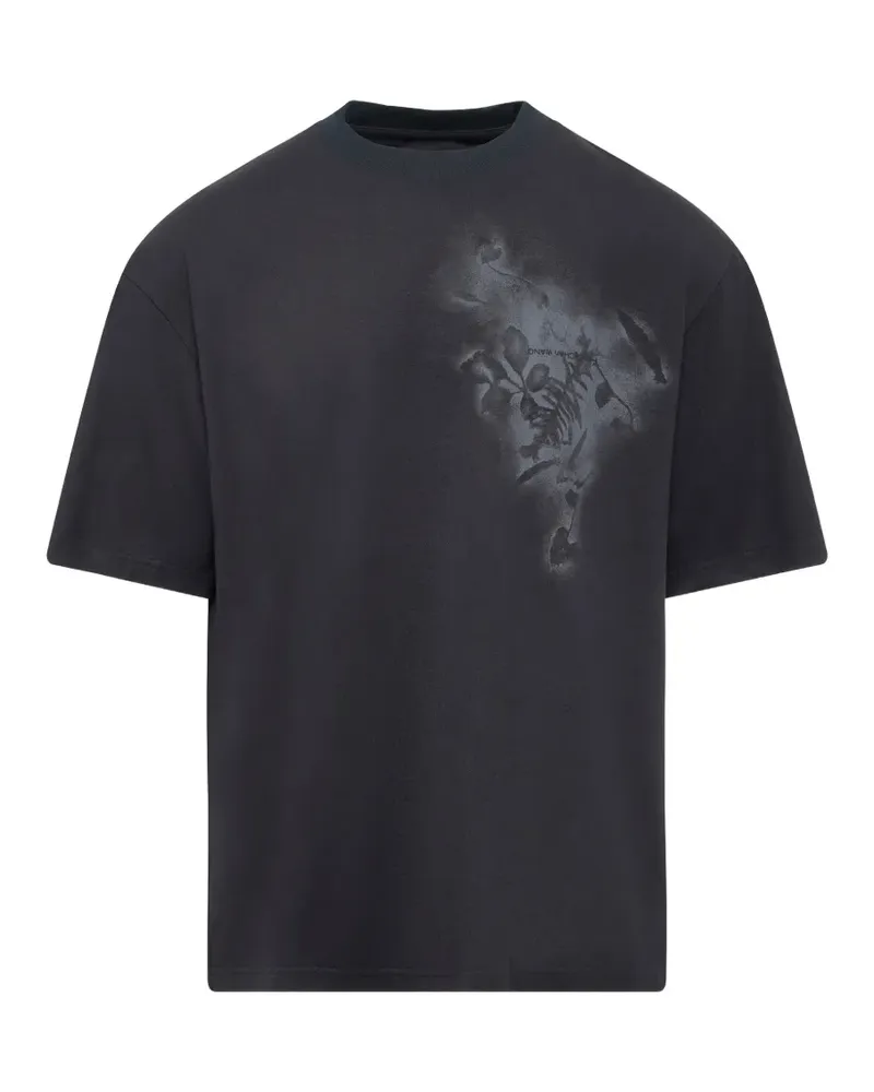 Feng Chen Wang spray-painted plants T-shirt - Schwarz Schwarz
