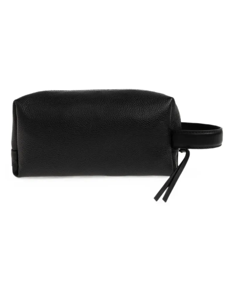Jil Sander logo-patch pebbled toiletry bag - Schwarz Schwarz
