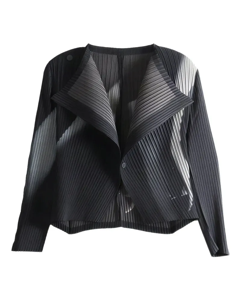 Issey Miyake Plissierte Hands of Lover Jacke mit abstraktem Print - Schwarz Schwarz