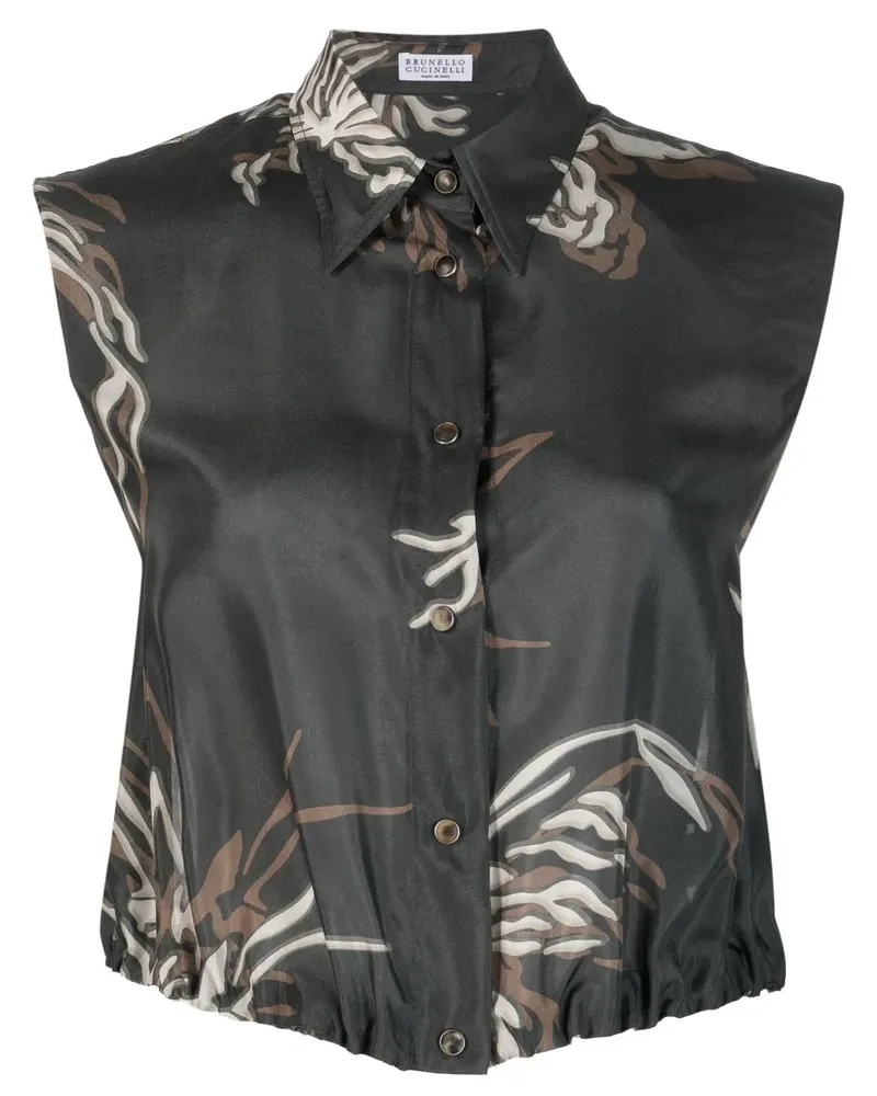 Brunello Cucinelli Ärmelloses Cropped-Hemd - Grau Grau
