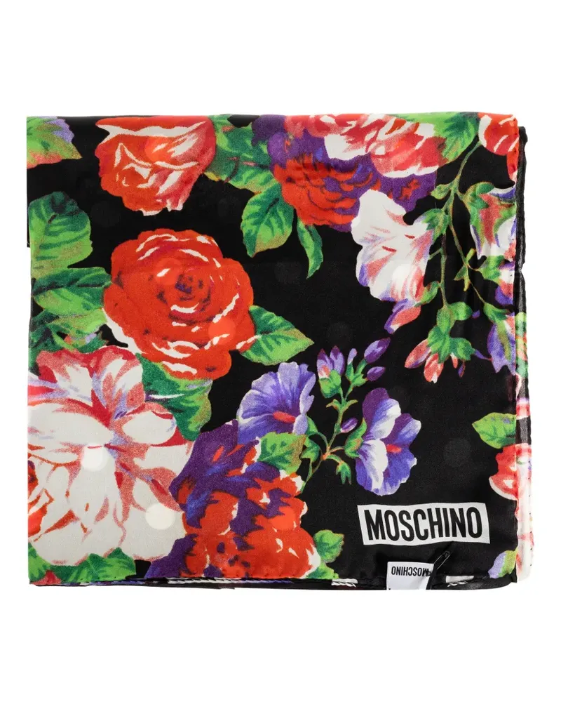 Moschino Seidenschal mit Blumen-Print - Schwarz Schwarz