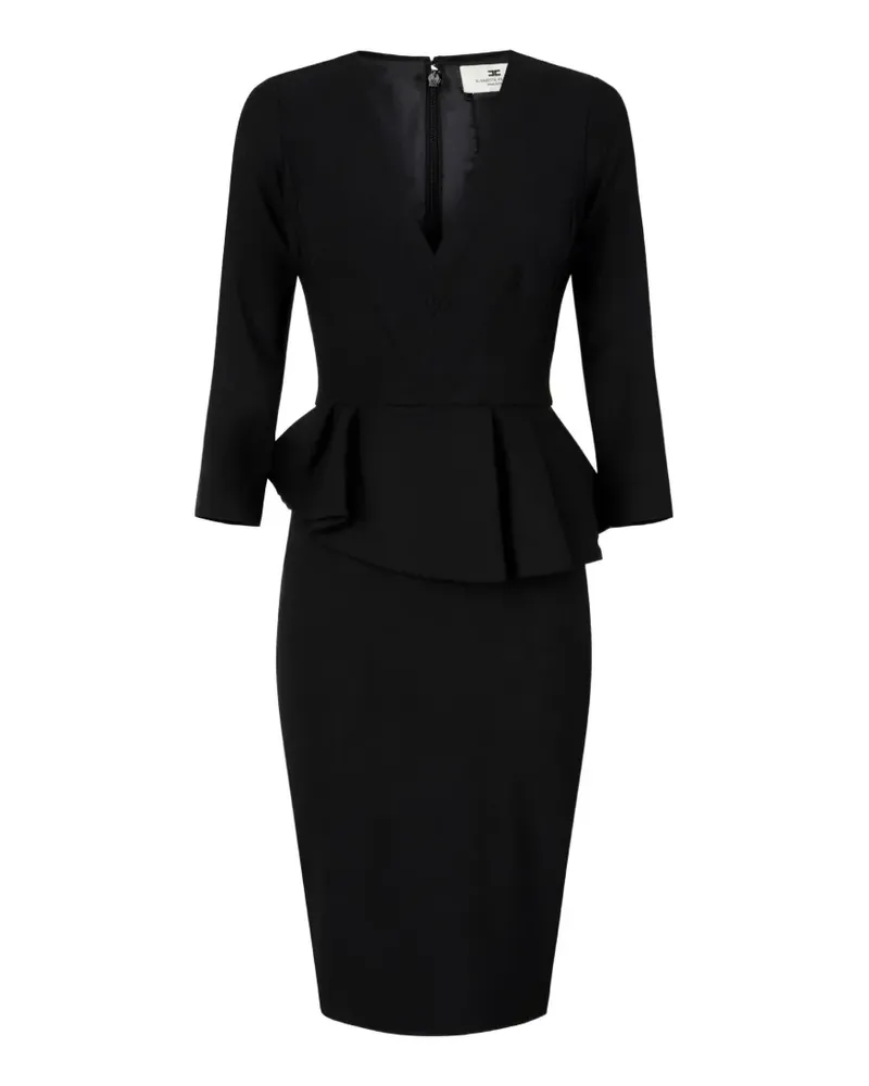 Elisabetta Franchi dress in lightweight-crêpe fabric with flounce - Schwarz Schwarz