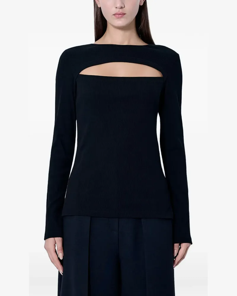 Yohji Yamamoto Oberteil mit Cut-Out - Schwarz Schwarz