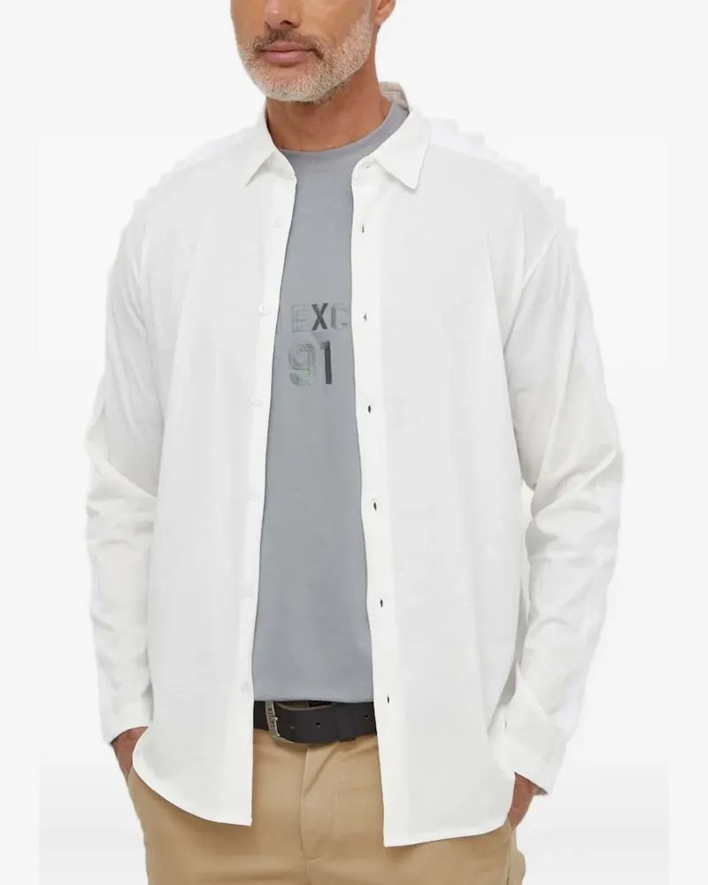 Armani Exchange logo-tape long-sleeve shirt - Weiß Weiß
