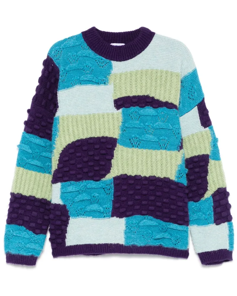 BONSAI Intarsien-Pullover mit Rundhalsausschnitt - Blau Blau