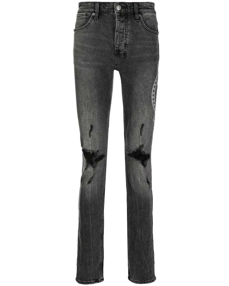 ksubi Slim-Fit-Jeans mit Print - Schwarz Schwarz