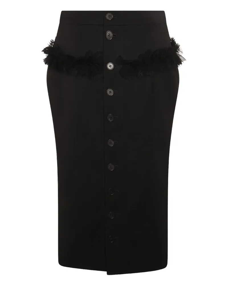 Alexander McQueen Gerüschter Rock mit Knopfleiste - Schwarz Schwarz