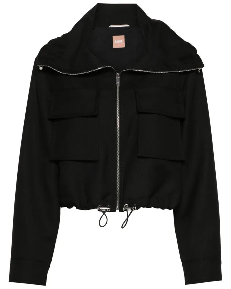 HUGO BOSS Cropped-Jacke mit Logo - Schwarz Schwarz