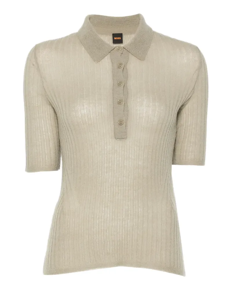 HUGO BOSS Geripptes Poloshirt - Nude Nude