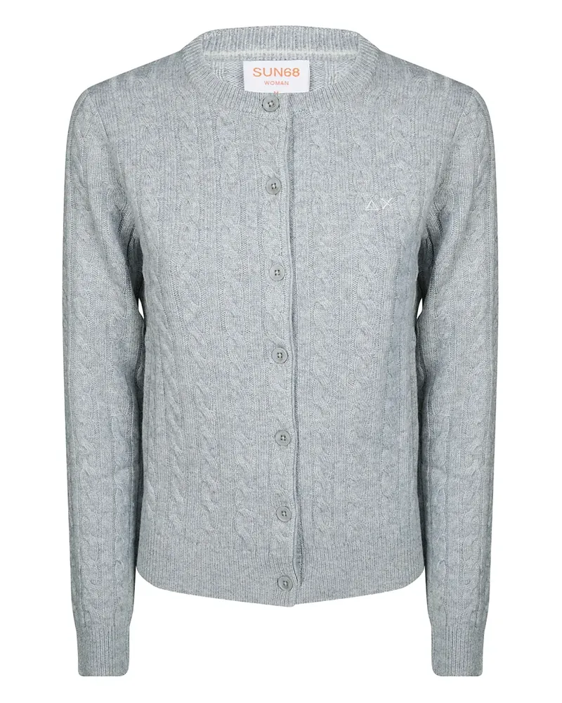 Sun68 Cable Cardigan mit rundem Ausschnitt - Grau Grau
