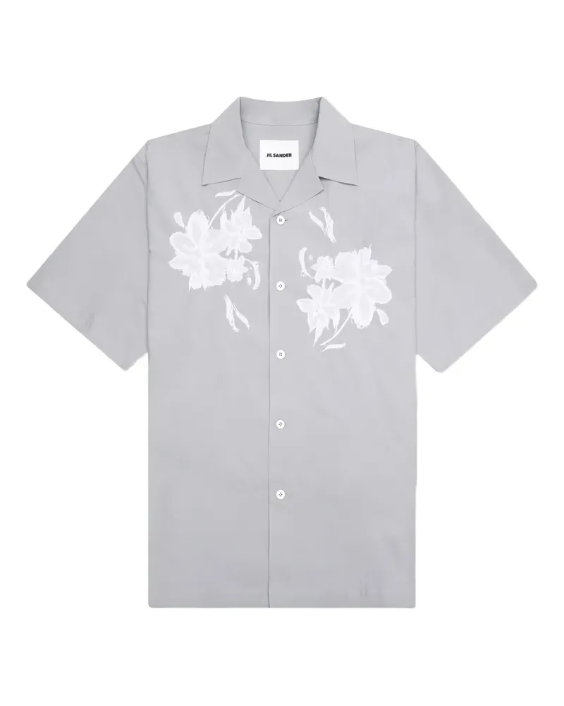 Jil Sander Hemd mit Blumenstickerei - Grau Grau