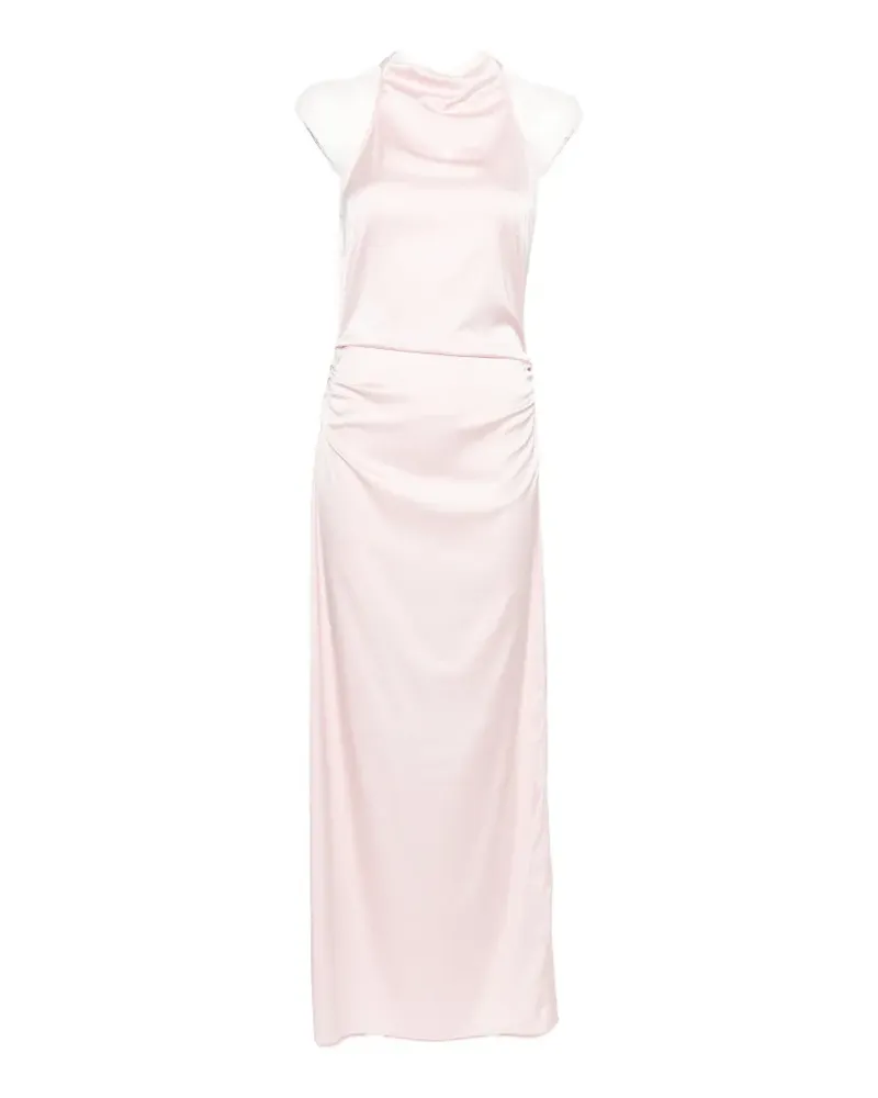 ROTATE Birger Christensen halterneck ruched maxi dress - Rosa Rosa
