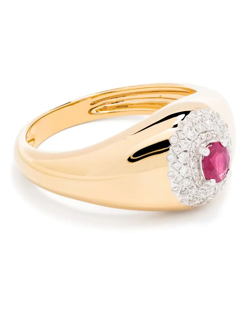Yvonne Léon 18kt Mini Chevalière Pompadour Gelbgoldring mit Diamanten Gold