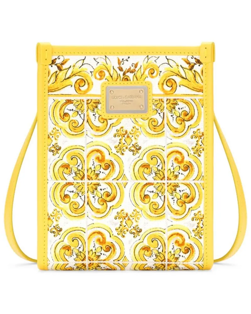 Dolce & Gabbana Umhängetasche mit Majolica-Print Gelb