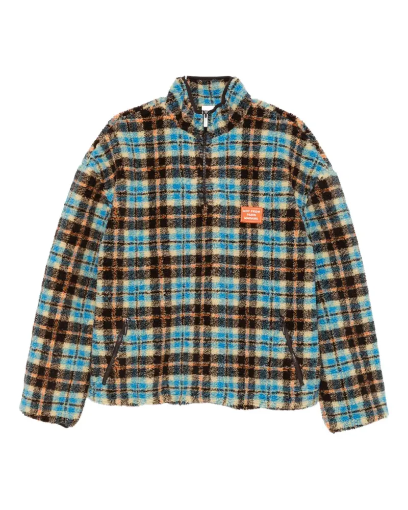 Drôle de Monsieur check-pattern fleece jacket - Blau Blau