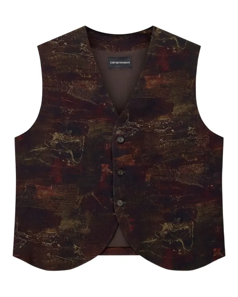 Emporio Armani Perlenverzierte Weste mit abstraktem Print - Braun Braun