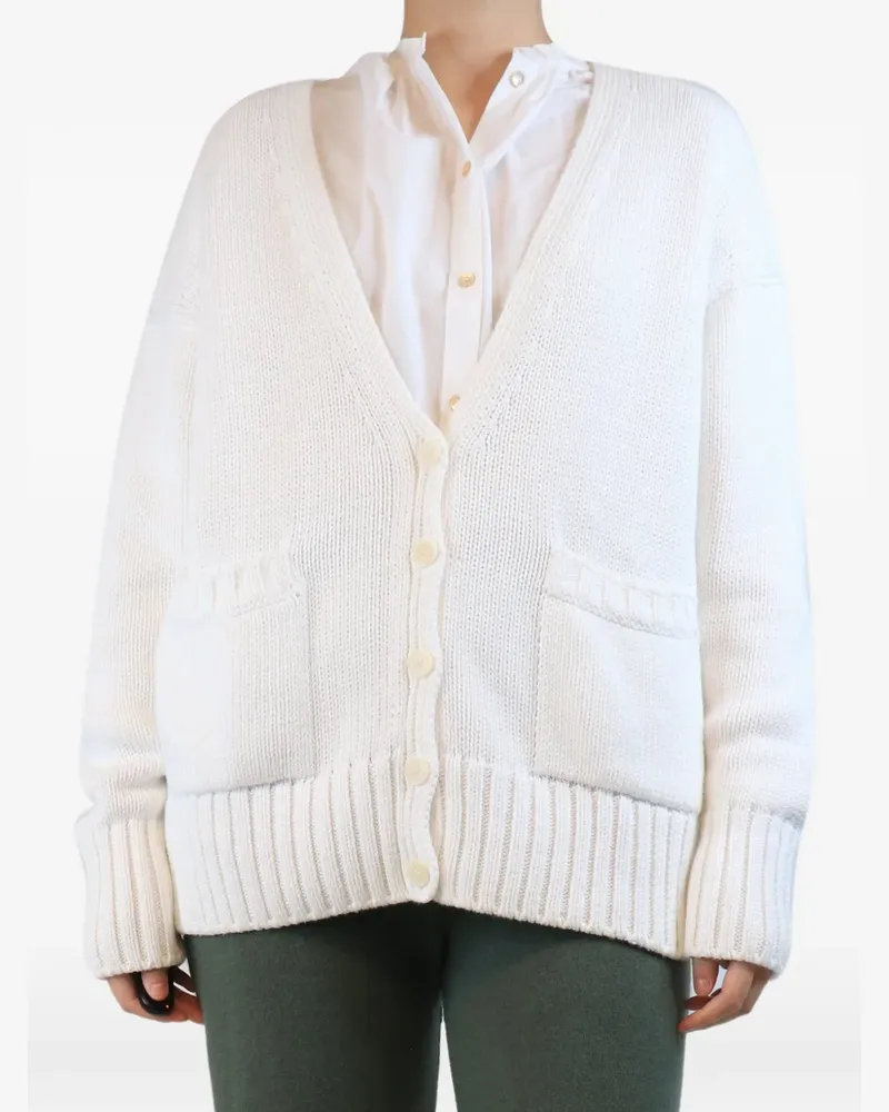 Another Tomorrow oversized v-neck cardigan - Weiß Weiß