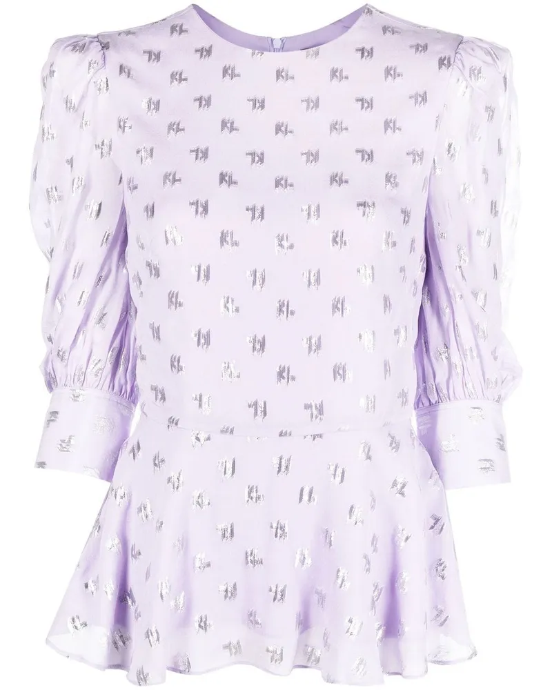 Karl Lagerfeld Bluse mit Monogrammmuster Violett