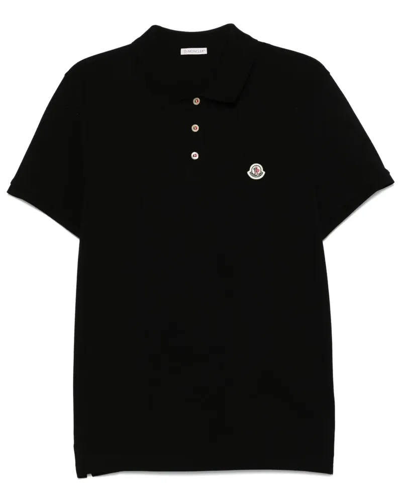 Moncler Poloshirt mit Logo-Patch - Schwarz Schwarz
