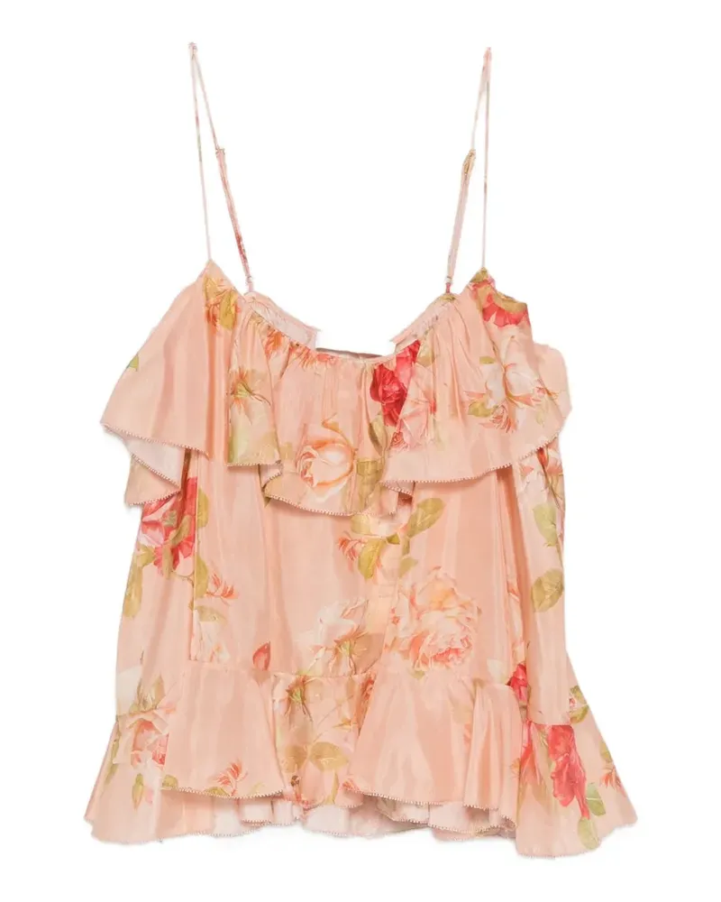 Zimmermann floral-print ruffled top - Rosa Rosa
