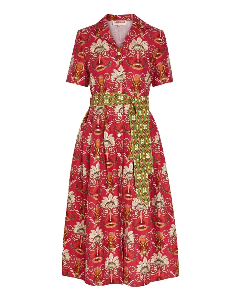 Emporio Sirenuse Claudia graphic-print belted dress - Rot Rot