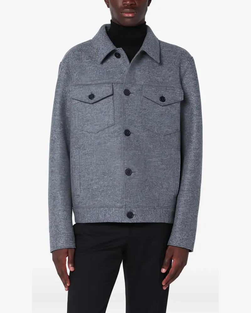 Harris Wharf London Einreihige Hemdjacke - Blau Blau