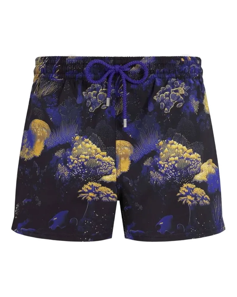 Vilebrequin Badeshorts mit Korallenprint und Kordelzug - Schwarz Schwarz