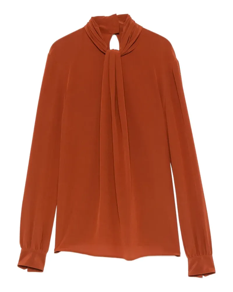 Saint Laurent Ascot Bluse aus Seidencrêpe de Chine - Orange Orange
