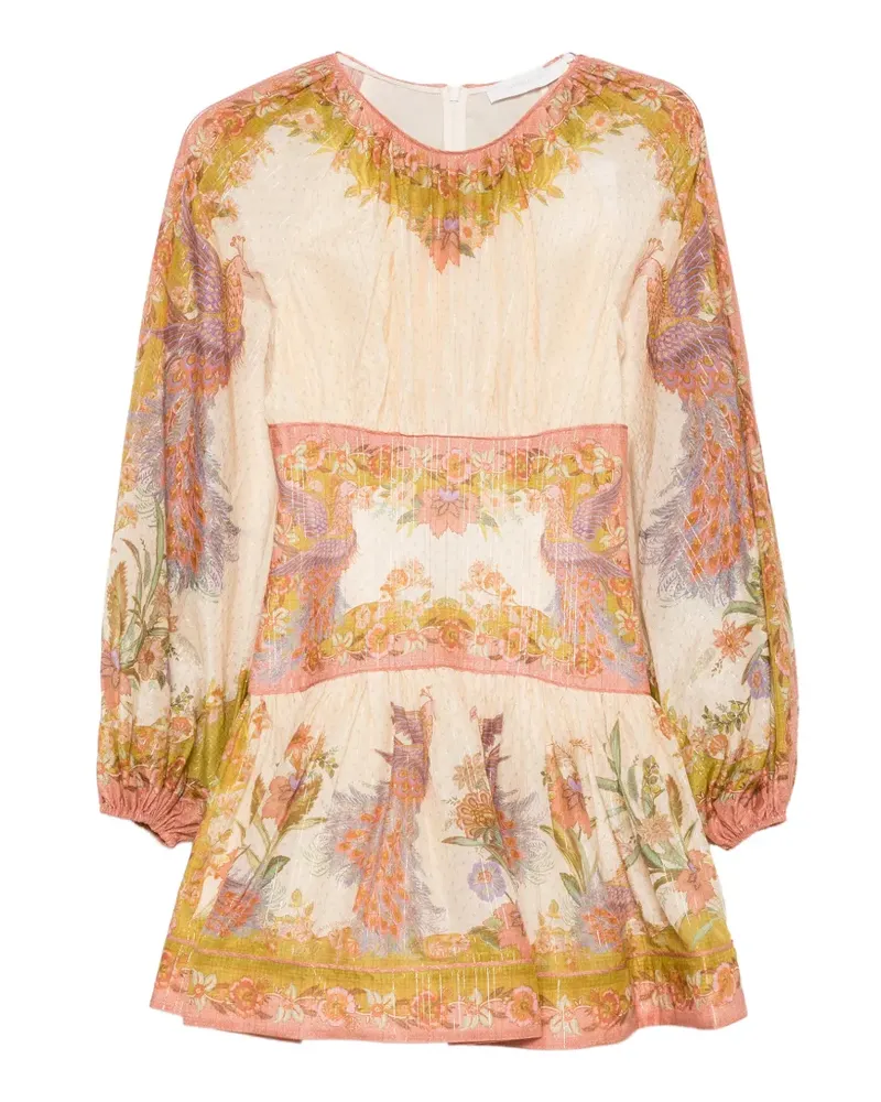 Zimmermann Indra floral-print mini dress - Nude Nude